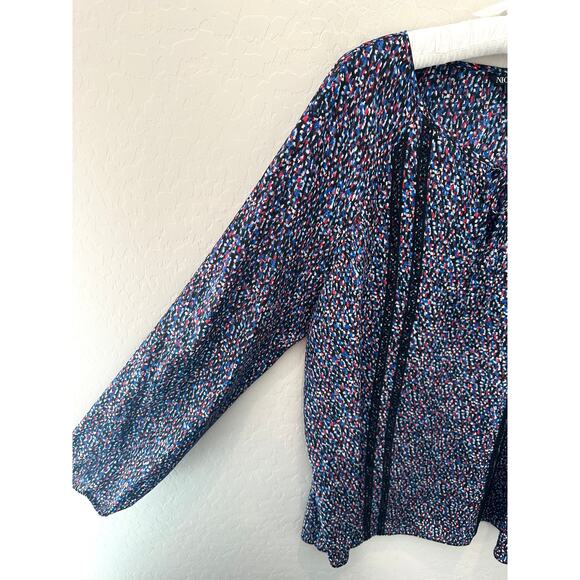 NIC + ZOE | Silk Blend Long Sleeve Blouse Top Multicolor Dot Print | Size XL - Picture 3 of 6